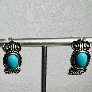 Vtg Avon Sterling Silver Faux Turquoise Post Earrings Signed